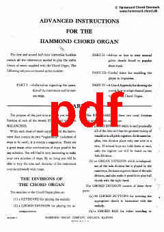 Advanced Indstructions for Hammond Chord Organ